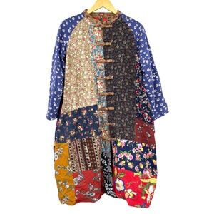 Vintage Bohemian Patchwork Floral Kimono Jacket Coat Duster Women Size 18 Plus